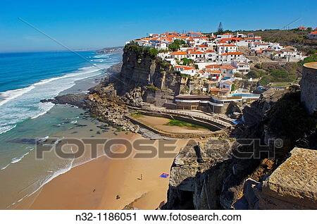 Azenhas do Mar, Lisbon district, Sintra coast, Portugal, Europe. View Large Photo Image Stock Image - Azenhas do Mar, Lisbon district, Sintra coast, Portugal, Europe.. Fotosearch