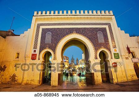 Bab Bou Jeloud gate, main entrance to Fes medina, Fes el Bali, Fes, Morocco View Large Photo Image Stock Photography - Bab Bou Jeloud gate, main entrance to Fes medina, Fes el Bali, Fes, Morocco. Fotosearch