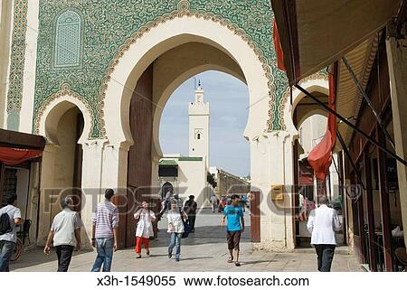 Stock Photography - Bab Boujloud, entrance of the Medina, Fes, Morocco, North Africa. Fotosearch