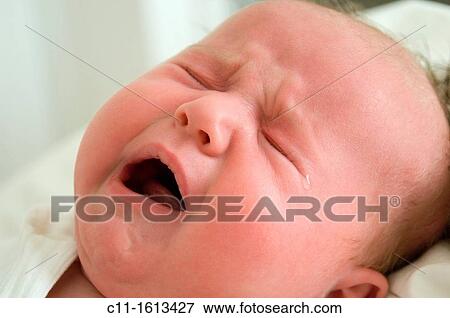 baby girl 3months old crying with tears on face View Large Photo Image Stock Photo - baby girl 3months old crying with tears on face. Fotosearch