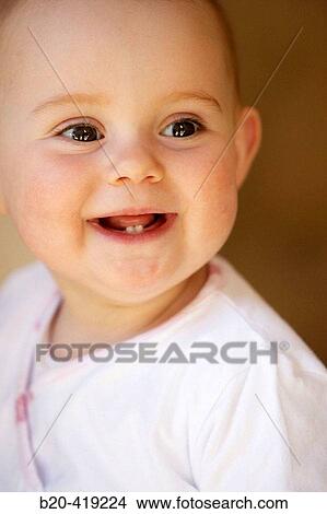 Baby girl, one year old. View Large Photo Image Picture - Baby girl, one year old.. Fotosearch