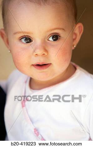 Baby girl, one year old. View Large Photo Image Stock Image - Baby girl, one year old.. Fotosearch