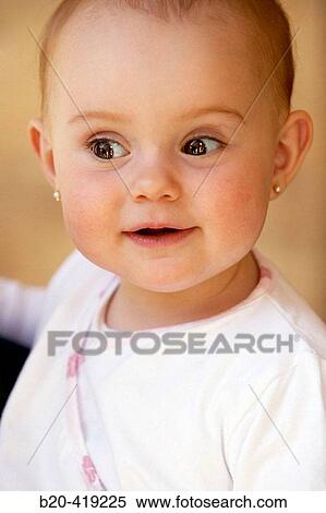 Baby girl, one year old. View Large Photo Image Stock Photography - Baby girl, one year old.. Fotosearch