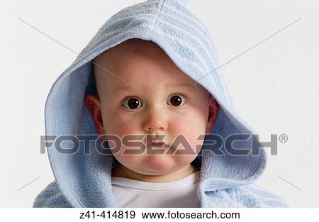 Baby portrait in bathing wrap View Large Photo Image Stock Photo - Baby portrait in bathing wrap. Fotosearch