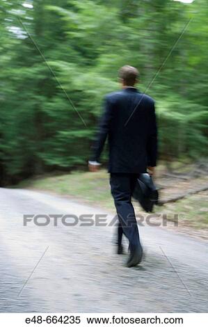 Back of young businessman standing in forest on dirt road View Large Photo Image Stock Photography - Back of young businessman standing in forest on dirt road. Fotosearch