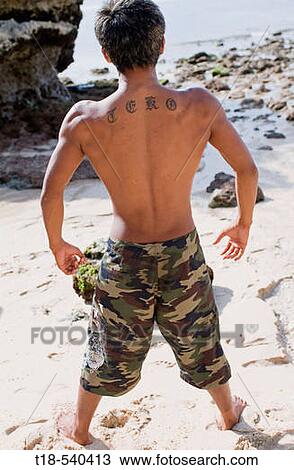 back view of man posing on the beach View Large Photo Image Stock Image - back view of man posing on the beach. Fotosearch