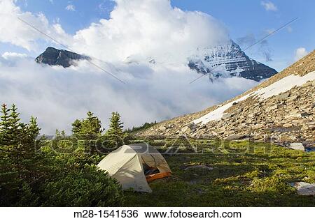Stock Photograph - Backcountry camp, Mount Robson Provincial Park British Columbia Canada. Fotosearch