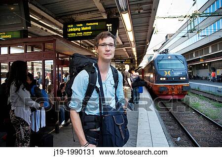 Backpackers, Trains Stockholm View Large Photo Image Stock Image - Backpackers, Trains Stockholm. Fotosearch