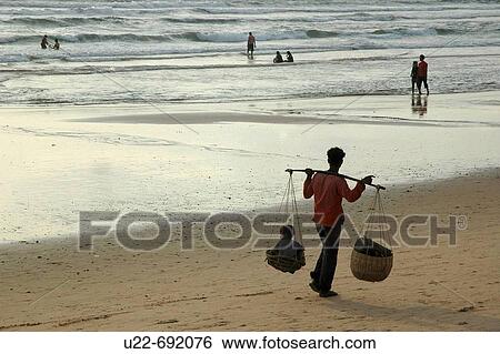 Stock Photograph - Baga Goa, India: the beach at sunset. Fotosearch