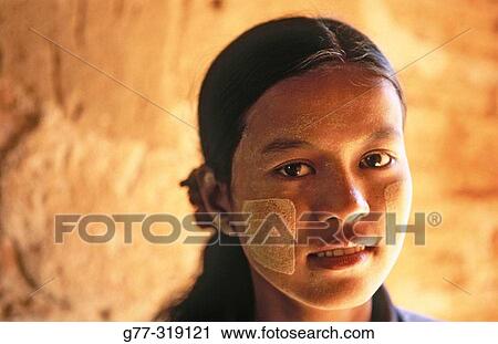 Bagan's girl portrait. Bagan. Myanmar (Burma) View Large Photo Image Stock Image - Bagan's girl portrait. Bagan. Myanmar (Burma). Fotosearch