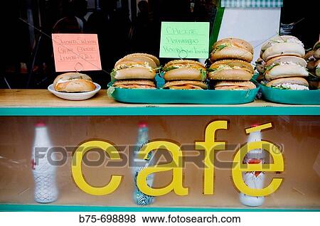 Bagels shop, Columbia Road flower market, East London, England, U. K. View Large Photo Image Stock Photo - Bagels shop, Columbia Road flower market, East London, England, U. K.. Fotosearch
