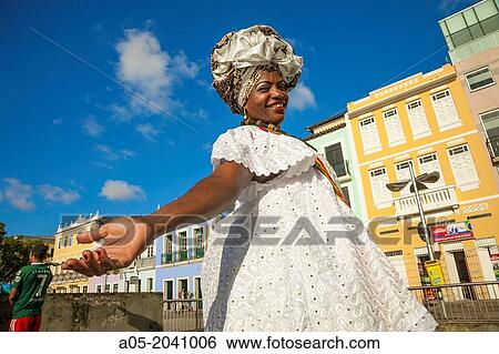 Bahiana in Pelourinho, Salvador, Bahia, Brazil View Large Photo Image Stock Photograph - Bahiana in Pelourinho, Salvador, Bahia, Brazil. Fotosearch