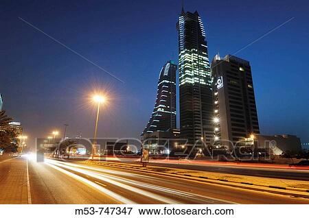 Bahrain financial harbour buildings at dusk, Manama, Bahrain View Large Photo Image Stock Photo - Bahrain financial harbour buildings at dusk, Manama, Bahrain. Fotosearch