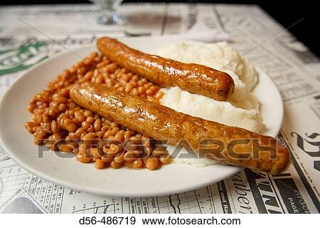 Baked beans and sausages, English pub. London, England, UK View Large Photo Image Stock Photo - Baked beans and sausages, English pub. London, England, UK. Fotosearch