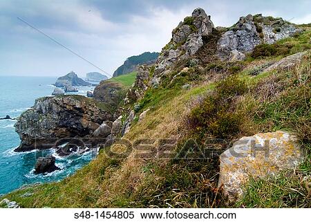 Stock Photography - Bakio Coast and San Juan De Gaztelugatxe. Vizcaya. Basque Country. Spain. Europe.. Fotosearch