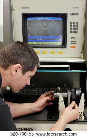 Stock Photography - Balance analysis, spindle manufacturing. Mendaro, Gipuzkoa, Euskadi, Spain. Fotosearch