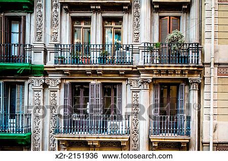 Balconies on Calle Gravina, Barcelona, Spain. View Large Photo Image Stock Photograph - Balconies on Calle Gravina, Barcelona, Spain.. Fotosearch
