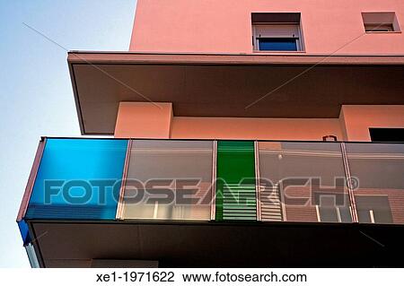 Stock Image - balcony, homes, Figueres, Catalonia, Spain.. Fotosearch