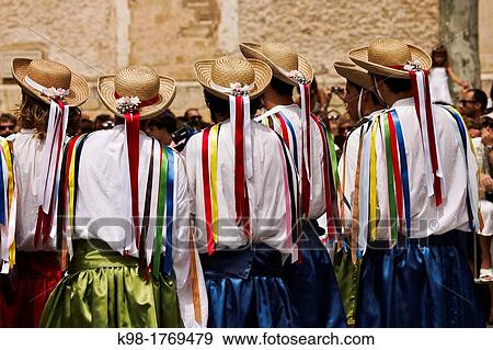 Stock Photo - Ball dels cossiers Dance of Cossiers, Pollensa, Majorca, Tramuntana Mountains, Balearic Islands, Spain. Fotosearch