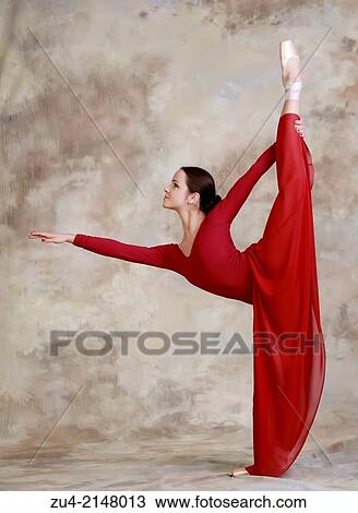 Ballerina posing in red dress View Large Photo Image Stock Image - Ballerina posing in red dress. Fotosearch