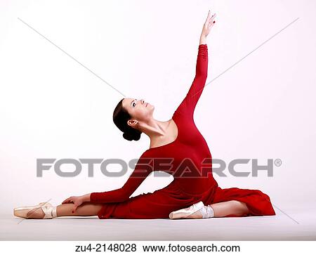 Stock Photo - Ballerina posing in red dress. Fotosearch