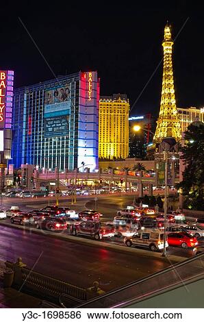 Ballys Hotel and Eiffel Tower Replica of the Paris Hotel overlooking the Las Vegas Boulevard at night View Large Photo Image Stock Photograph - Ballys Hotel and Eiffel Tower Replica of the Paris Hotel overlooking the Las Vegas Boulevard at night. Fotosearch