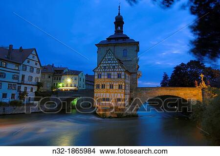 Bamberg, Altes Rathaus, Old Town Hall at Dusk, UNESCO World Heritage site, Franconia, Bavaria, Germany, Europe View Large Photo Image Picture - Bamberg, Altes Rathaus, Old Town Hall at Dusk, UNESCO World Heritage site, Franconia, Bavaria, Germany, Europe. Fotosearch