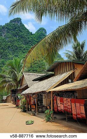 Ban Sob Tchen village, Luang Prabang province, Laos View Large Photo Image Stock Photograph - Ban Sob Tchen village, Luang Prabang province, Laos. Fotosearch