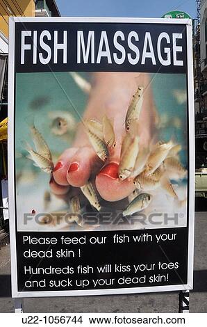 Picture - Bangkok (Thailand):? fish massage? sign at Khao San Road. Fotosearch