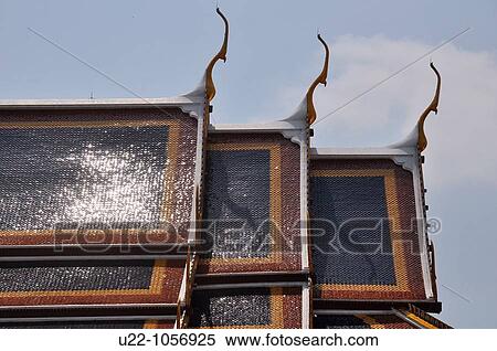 Stock Photography - Bangkok (Thailand): the Wat Phra Kaew's roof. Fotosearch