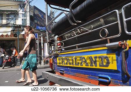 Bangkok (Thailand): tourists and tuk-tuk at Khao San Road View Large Photo Image Stock Photograph - Bangkok (Thailand): tourists and tuk-tuk at Khao San Road. Fotosearch