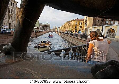 Bankovsky Bridge, Canal, St. Petersburg, Russia View Large Photo Image Stock Photo - Bankovsky Bridge, Canal, St. Petersburg, Russia. Fotosearch