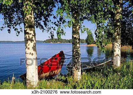 Stock Photograph - banks of the Kallavesi Lake, Kuopio, region of Northern Savonia, Finland, Northern Europe.. Fotosearch