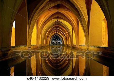 Stock Photo - Baos de Doa Maria de Padilla, Spanish baths in the AlcBzar City of Sevilla Andalucia Spain. Fotosearch