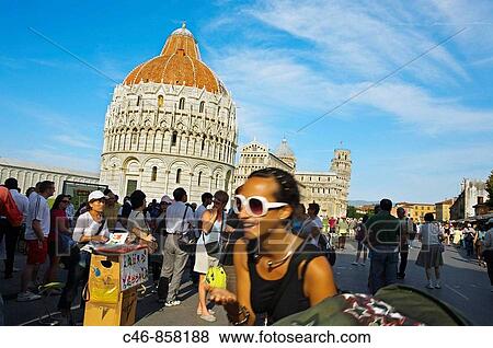 Baptistery, Duomo and Leaning Tower in Piazza dei Miracoli, Pisa. Tuscany, Italy View Large Photo Image Stock Photo - Baptistery, Duomo and Leaning Tower in Piazza dei Miracoli, Pisa. Tuscany, Italy. Fotosearch