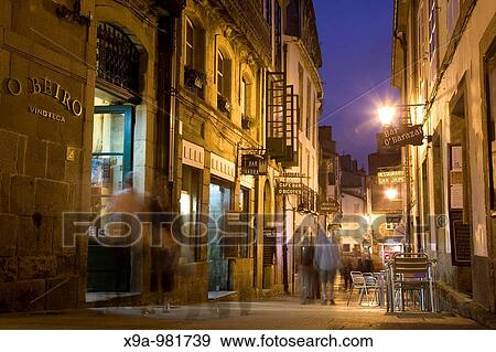 Bar and Cafe at Night, Santiago de Compostela, Galicia, Spain View Large Photo Image Stock Photo - Bar and Cafe at Night, Santiago de Compostela, Galicia, Spain. Fotosearch