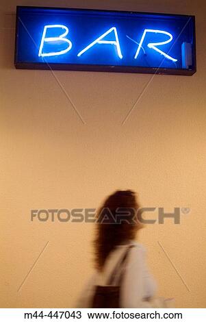 Bar sign and woman View Large Photo Image Stock Image - Bar sign and woman. Fotosearch