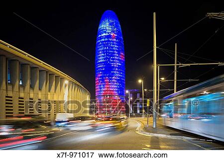Barcelona: Agbar Tower 142 m by Jean Nouvel, as seen from de les Gl? ries square View Large Photo Image Stock Photo - Barcelona: Agbar Tower 142 m by Jean Nouvel, as seen from de les Gl? ries square. Fotosearch