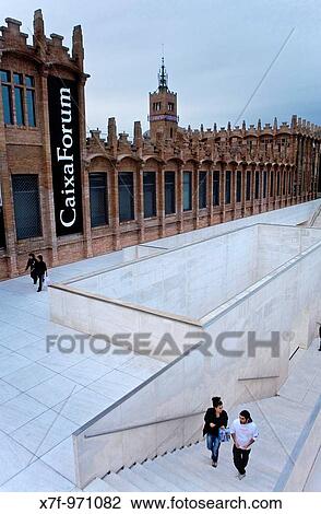 Barcelona: Caixaforum, factory of Casarramona by Puig i Cadafalch Foyer by Arata Isozaki View Large Photo Image Stock Image - Barcelona: Caixaforum, factory of Casarramona by Puig i Cadafalch Foyer by Arata Isozaki. Fotosearch