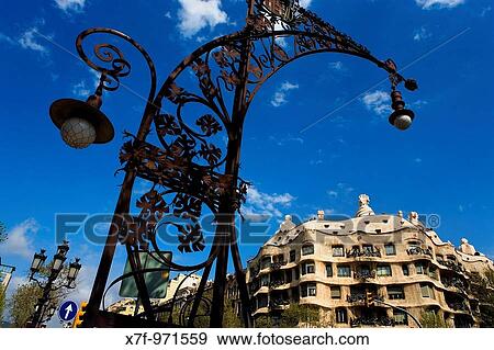 Barcelona: Casa Milà `La Pedrera´, 1906-1912 by Gaudí View Large Photo Image Stock Photo - Barcelona: Casa Milà `La Pedrera´, 1906-1912 by Gaudí. Fotosearch