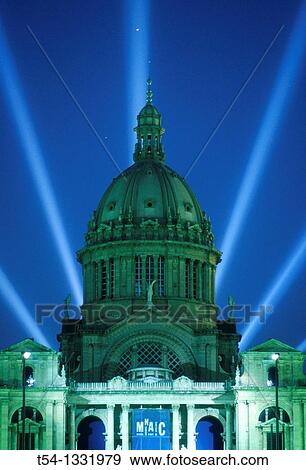 Stock Photo - Barcelona Catalan National Museum in the dusk. Fotosearch