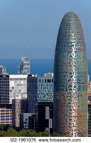 Barcelona (Spain). Agbar tower in Barcelona. View Large Photo Image Stock Photograph - Barcelona (Spain). Agbar tower in Barcelona.. Fotosearch