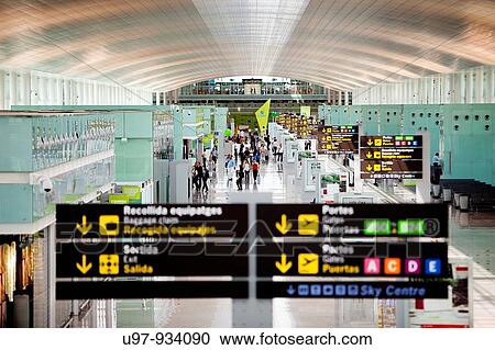 Stock Image - Barcelona's new airport terminal T1 El Prat de Llobregat, Barcelona, Catalonia, Spain. Fotosearch