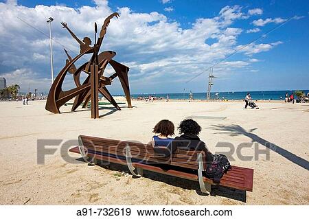 Barceloneta beach, Barcelona. Catalonia, Spain View Large Photo Image Stock Photo - Barceloneta beach, Barcelona. Catalonia, Spain. Fotosearch
