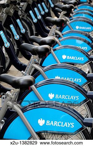 Barclays Cycle Hire bicycles, London, England View Large Photo Image Stock Photo - Barclays Cycle Hire bicycles, London, England. Fotosearch