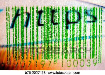 Barcode green with the acronym, https View Large Photo Image Stock Photo - Barcode green with the acronym, https. Fotosearch
