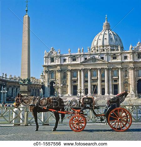 Barouche, Piazza San Pietro, St Peter's square and basilica, Vatican City, Rome, Italy View Large Photo Image Stock Photograph - Barouche, Piazza San Pietro, St Peter's square and basilica, Vatican City, Rome, Italy. Fotosearch