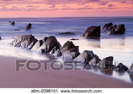 Barrika beach at sunset. Biscay, Basque Country, Spain. View Large Photo Image Stock Image - Barrika beach at sunset. Biscay, Basque Country, Spain.. Fotosearch