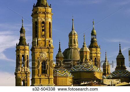 Bas? lica del Pilar towers. Zaragoza. Arag? n. Spain. View Large Photo Image Stock Photo - Bas? lica del Pilar towers. Zaragoza. Arag? n. Spain.. Fotosearch