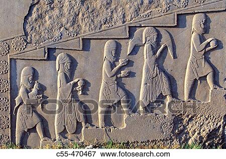 Bas-relief of vassals. West stairs. Tachara. Darius Palace. Persepolis. Iran. View Large Photo Image Stock Photo - Bas-relief of vassals. West stairs. Tachara. Darius Palace. Persepolis. Iran.. Fotosearch